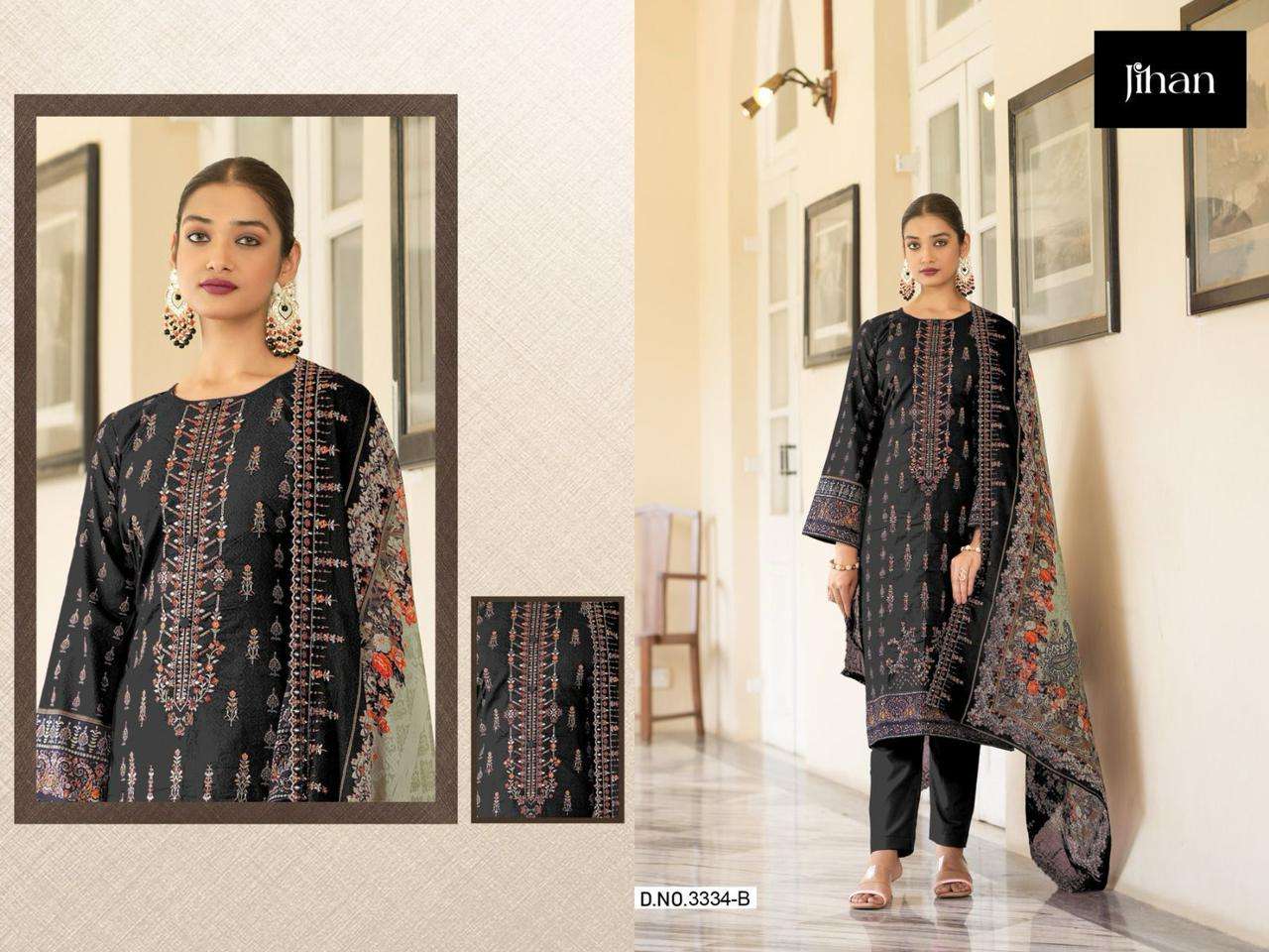 Jihan Bin Saeed 3334 Pure Lawn Printed Pakistani Suits Wholesale catalog