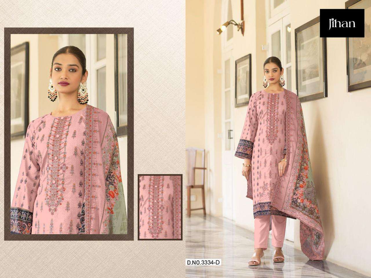 Jihan Bin Saeed 3334 Pure Lawn Printed Pakistani Suits Wholesale catalog