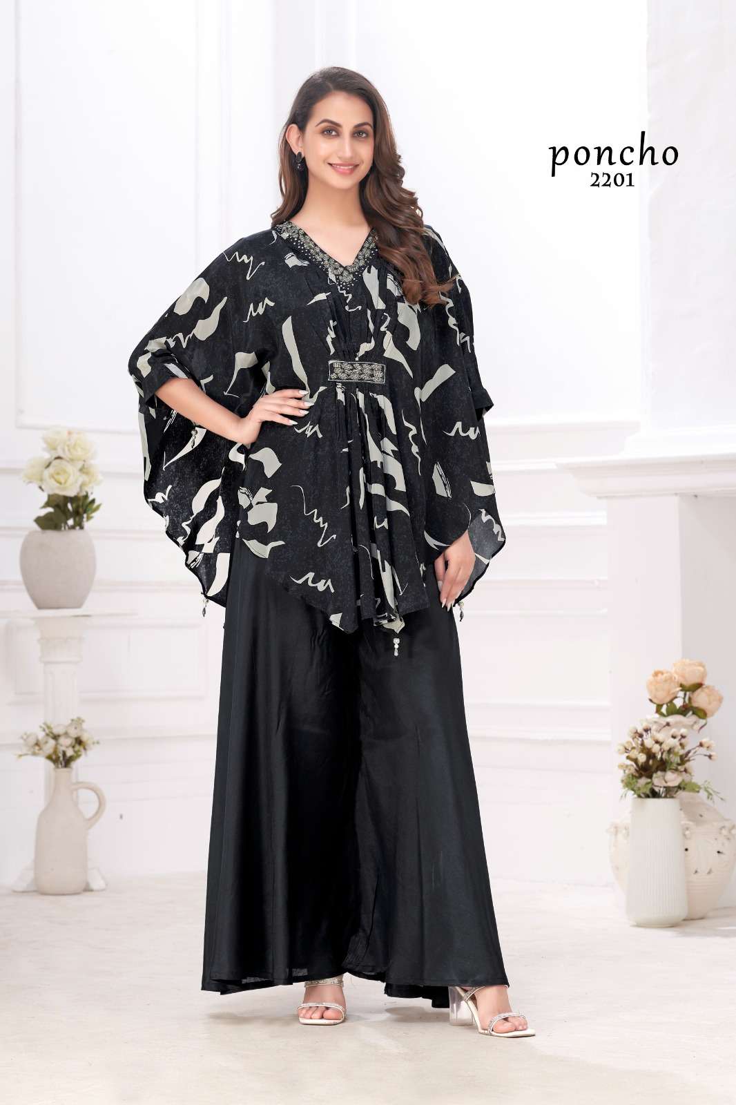 Jivora Poncho Pure Muslin Kaftan Kurti With Plazoo Wholesale catalog