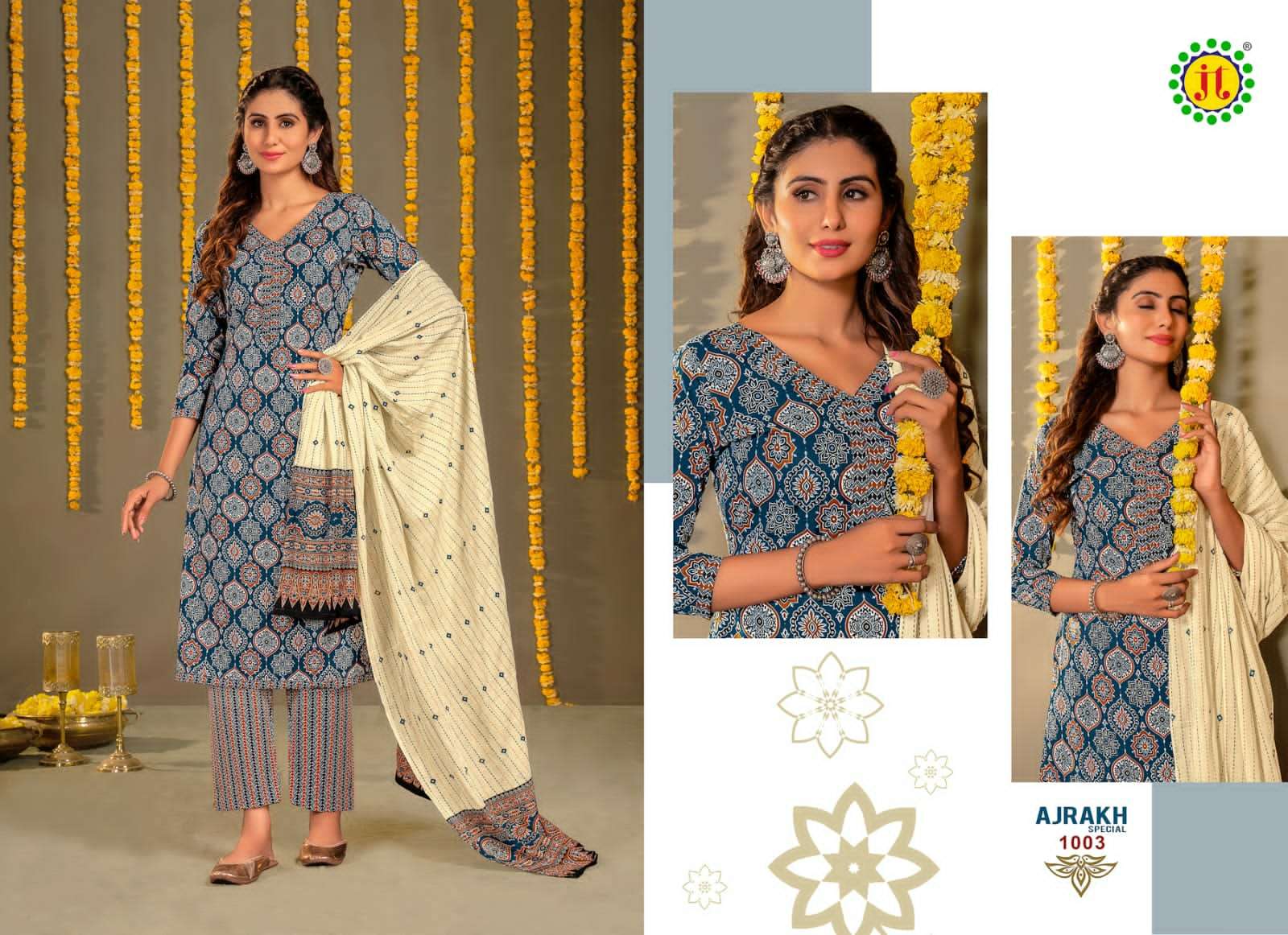 Jt Ajrakh Pure Heavy Cotton Dress Material Wholesale catalog