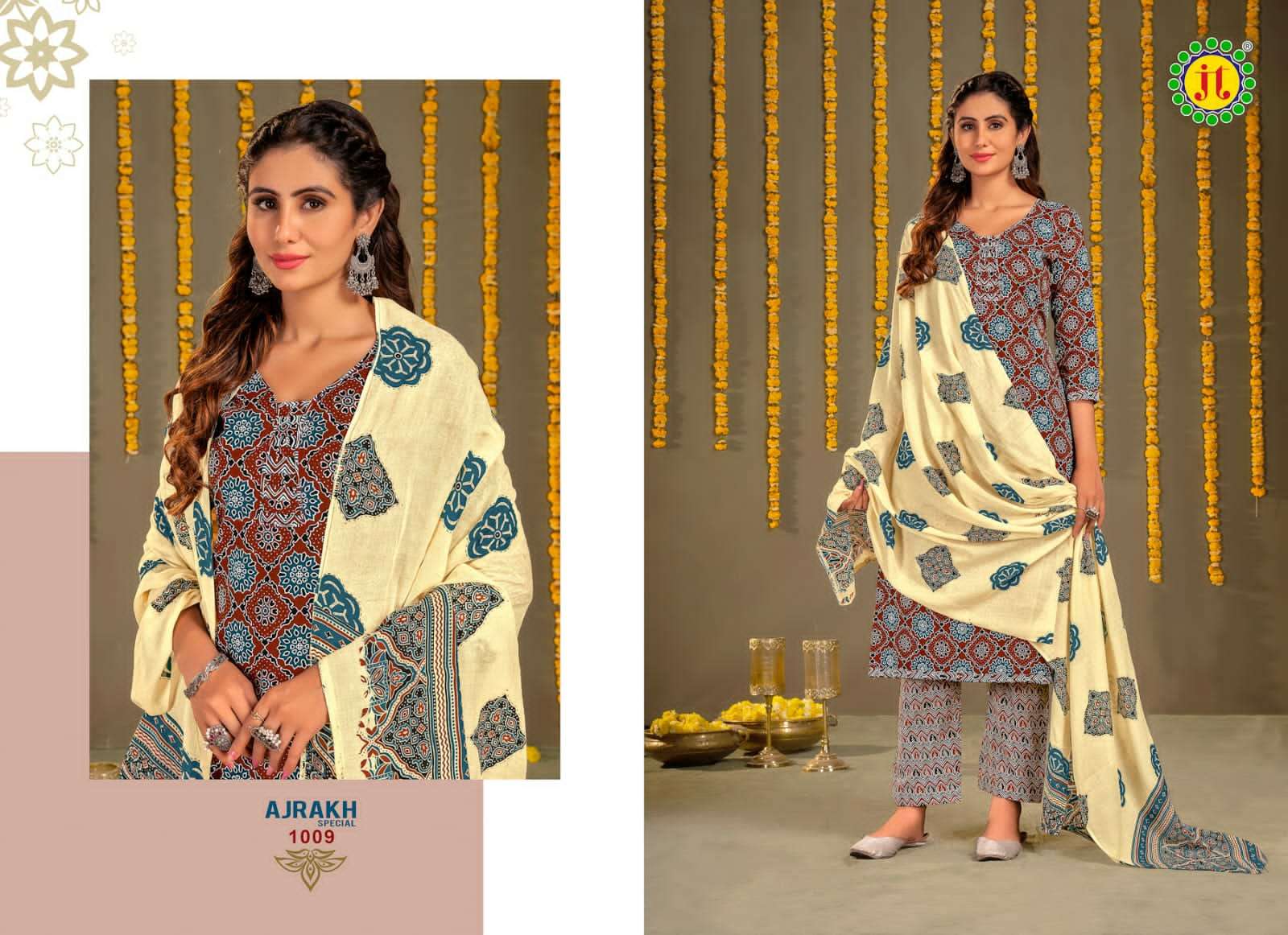 Jt Ajrakh Pure Heavy Cotton Dress Material Wholesale catalog