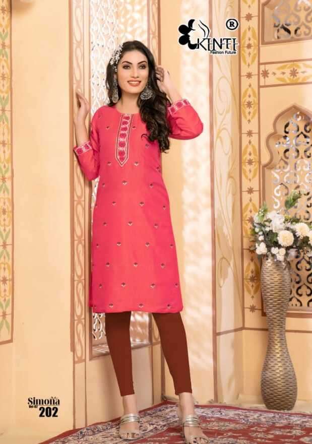 Kinti Simona Vol 2 Rayon Embroidery Kurti Wholesale catalog