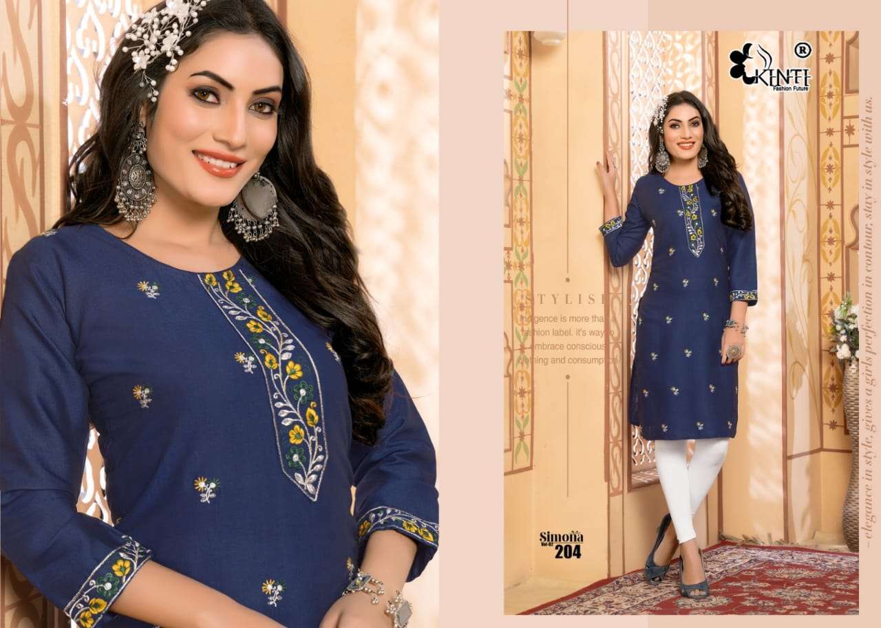 Kinti Simona Vol 2 Rayon Embroidery Kurti Wholesale catalog