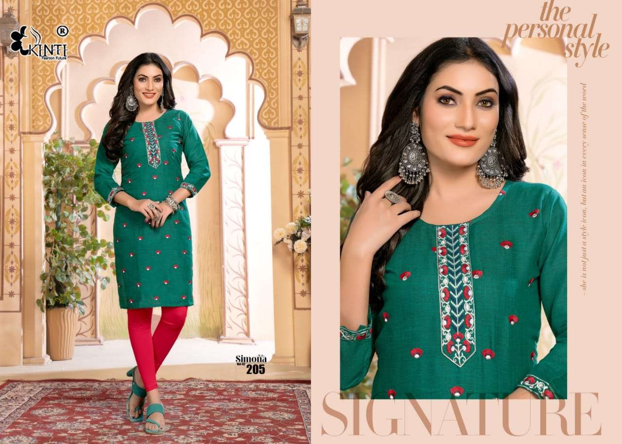 Kinti Simona Vol 2 Rayon Embroidery Kurti Wholesale catalog