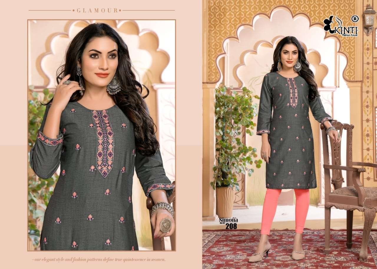 Kinti Simona Vol 2 Rayon Embroidery Kurti Wholesale catalog