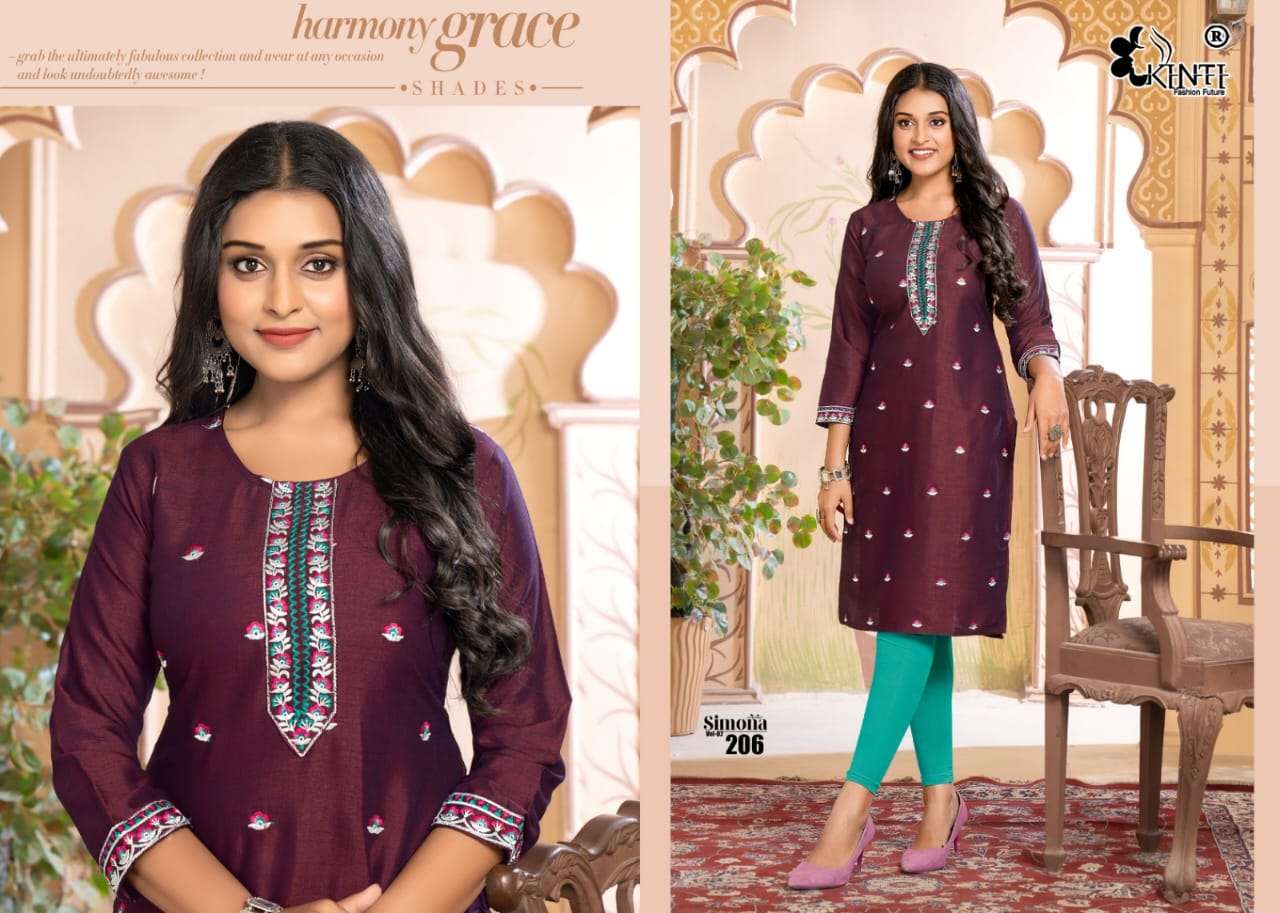 Kinti Simona Vol 2 Rayon Embroidery Kurti Wholesale catalog