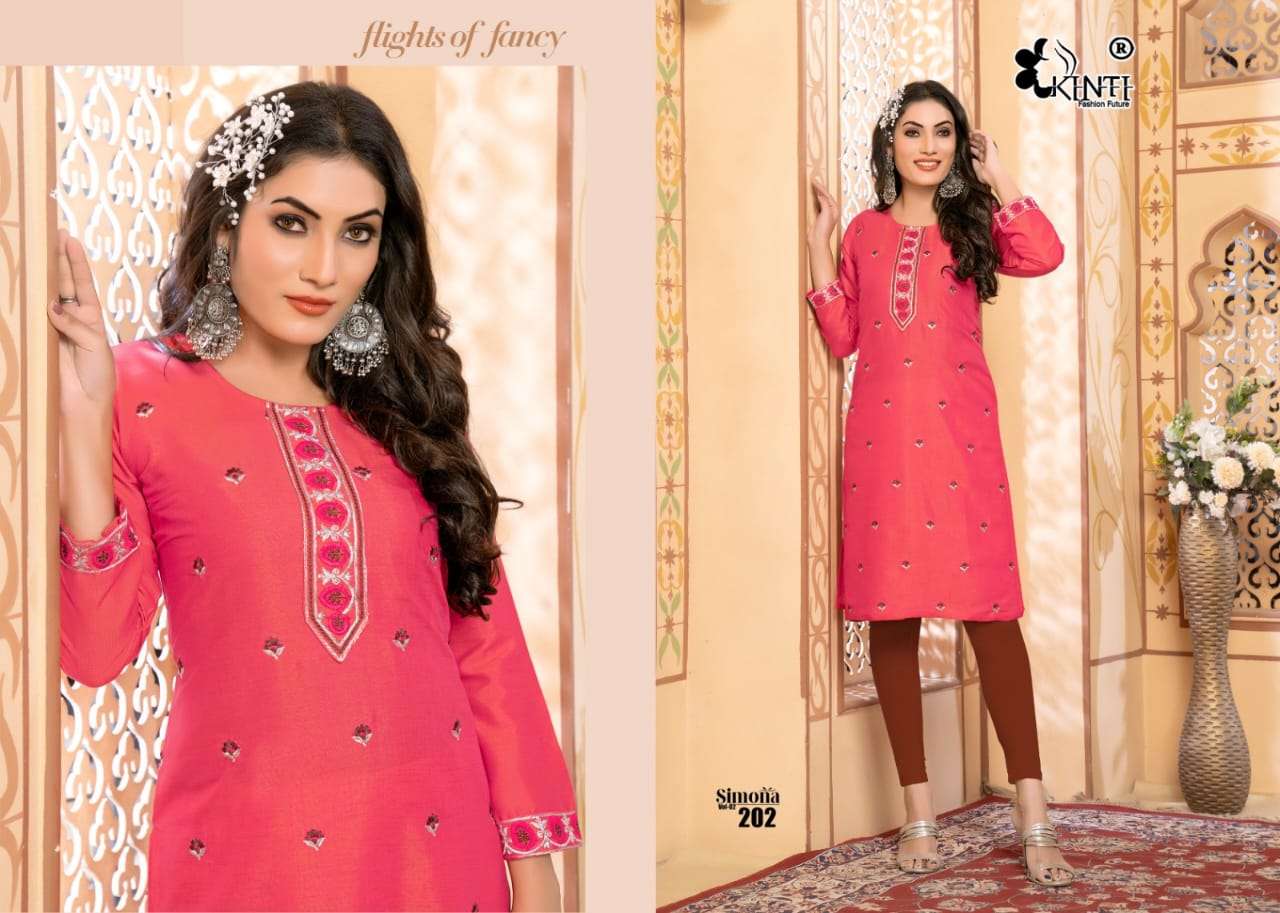 Kinti Simona Vol 2 Rayon Embroidery Kurti Wholesale catalog