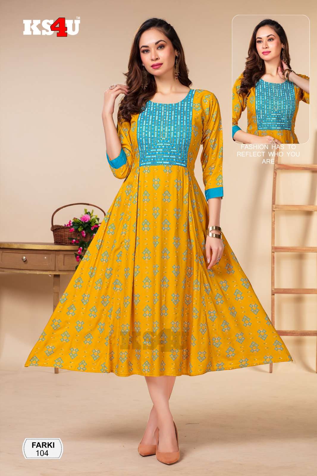 Ks4u Farki Liva Rayon Anarkali Kurti Wholesale catalog