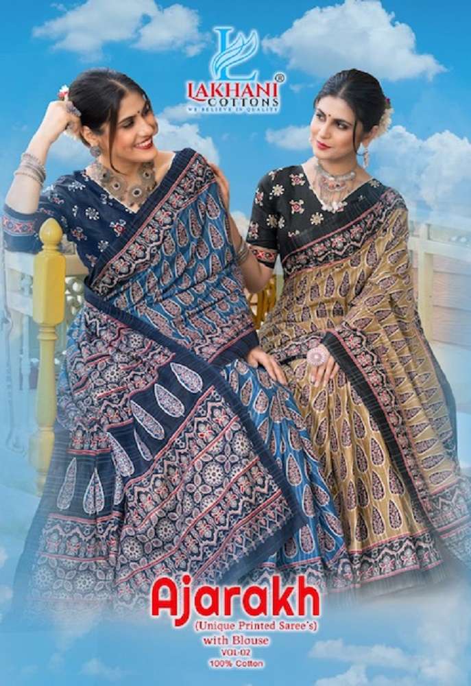 Lakhani Ajarakh Vol-2 – Cotton Saree -Wholesale Catalog 