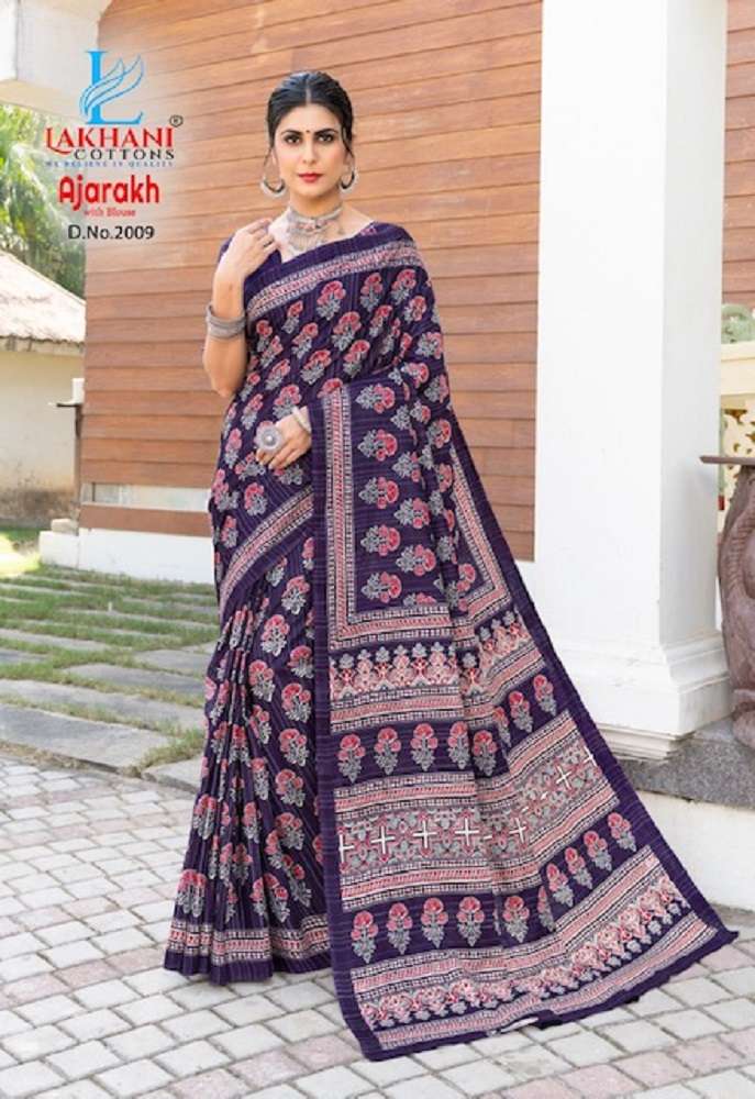 Lakhani Ajarakh Vol-2 – Cotton Saree -Wholesale Catalog 