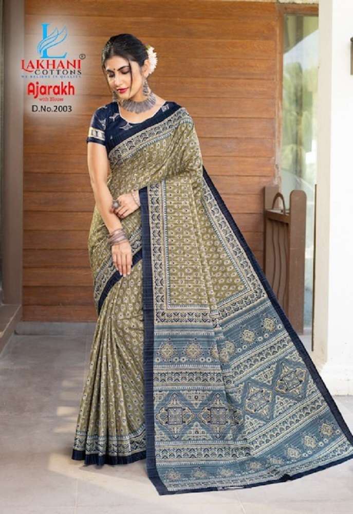 Lakhani Ajarakh Vol-2 – Cotton Saree -Wholesale Catalog 