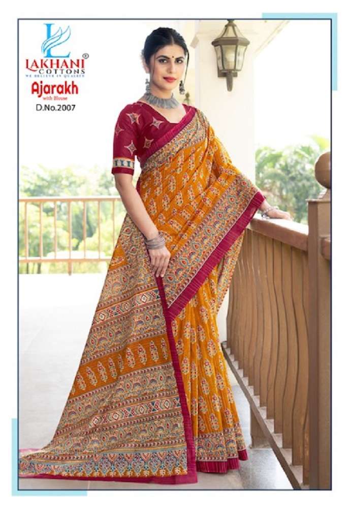 Lakhani Ajarakh Vol-2 – Cotton Saree -Wholesale Catalog 