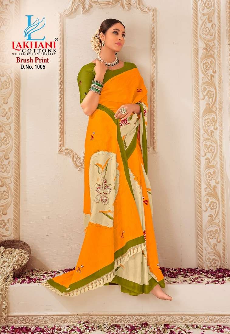 Lakhani Brush Print -Cotton Saree -Wholesale Catalog