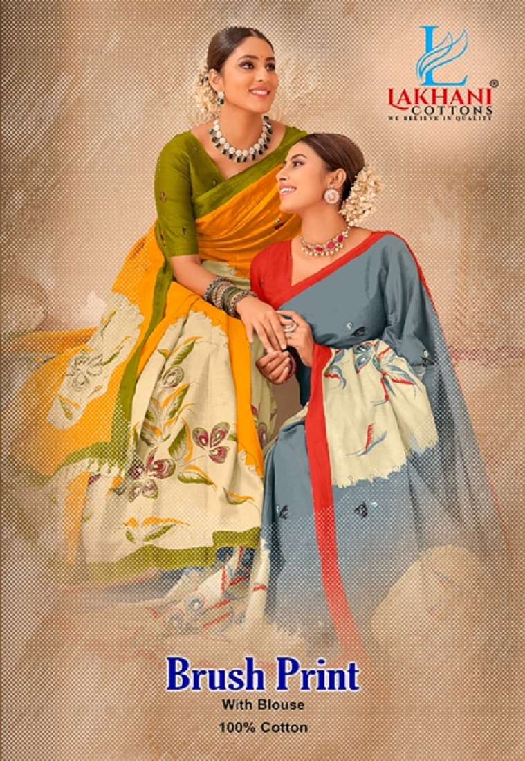 Lakhani Brush Print -Cotton Saree -Wholesale Catalog