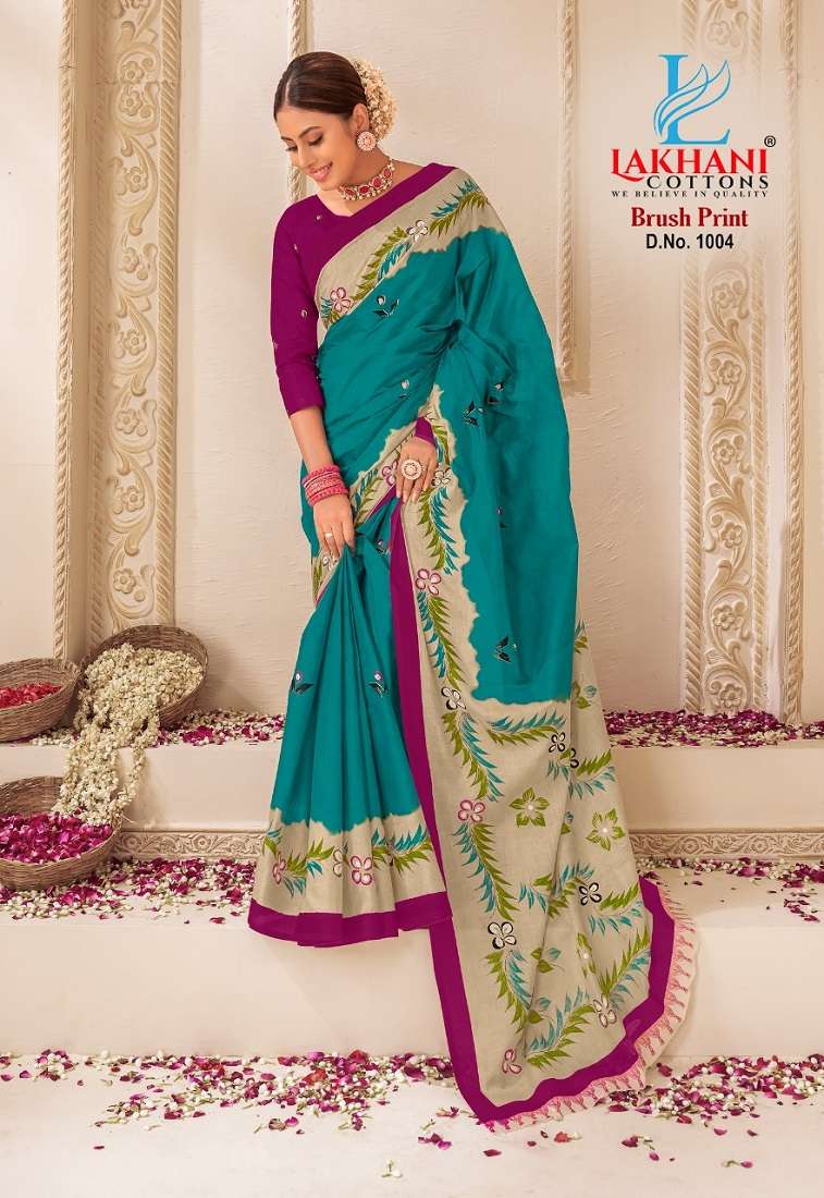 Lakhani Brush Print -Cotton Saree -Wholesale Catalog