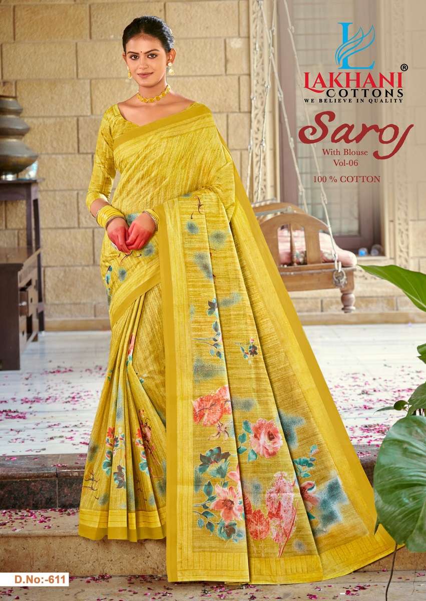 Lakhani Saroj Vol 6 -Cotton Sarees -Wholesale Catalog