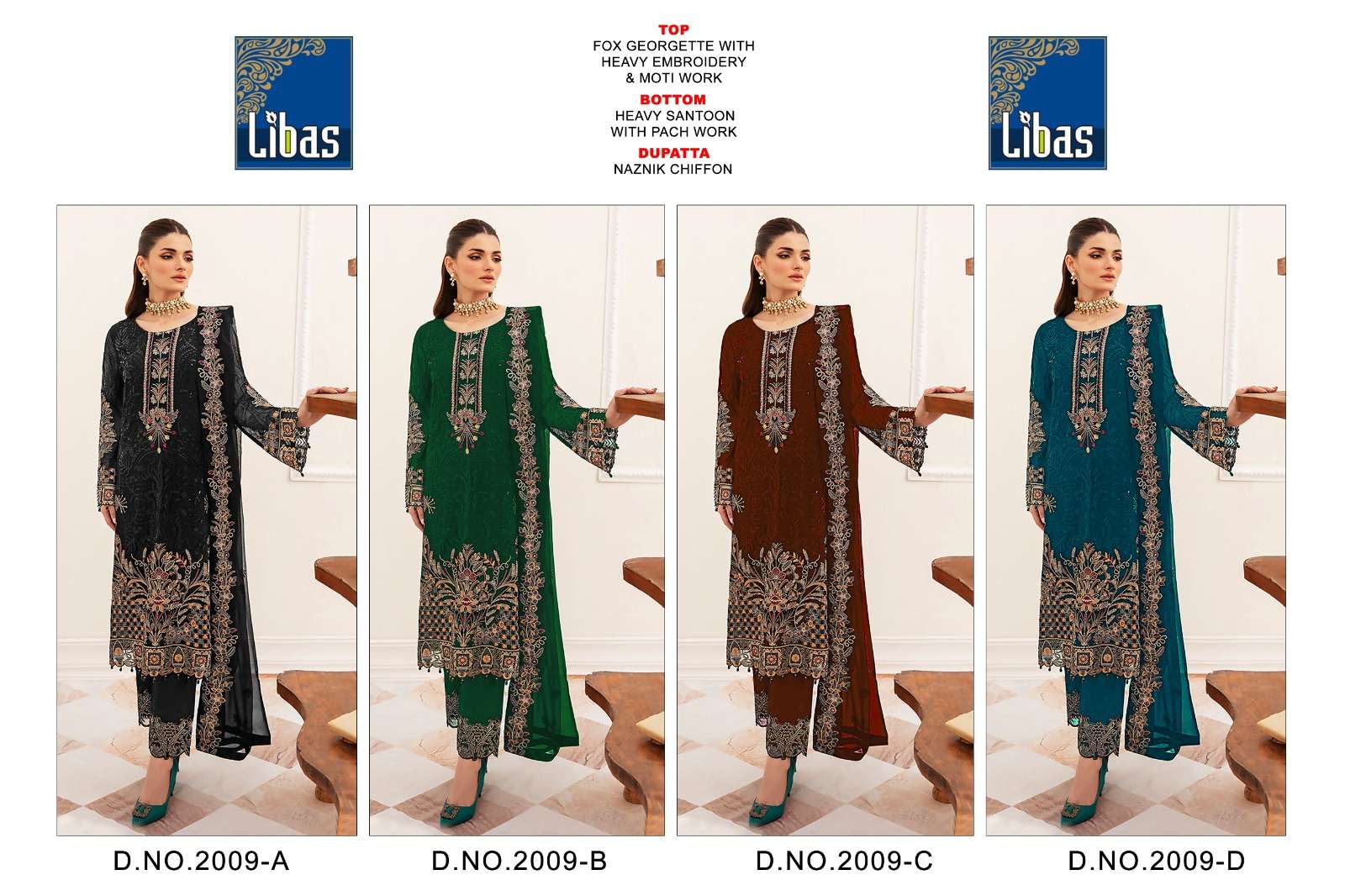 Libas 2009 Faux Georgette Pakistani Suits Wholesale catalog