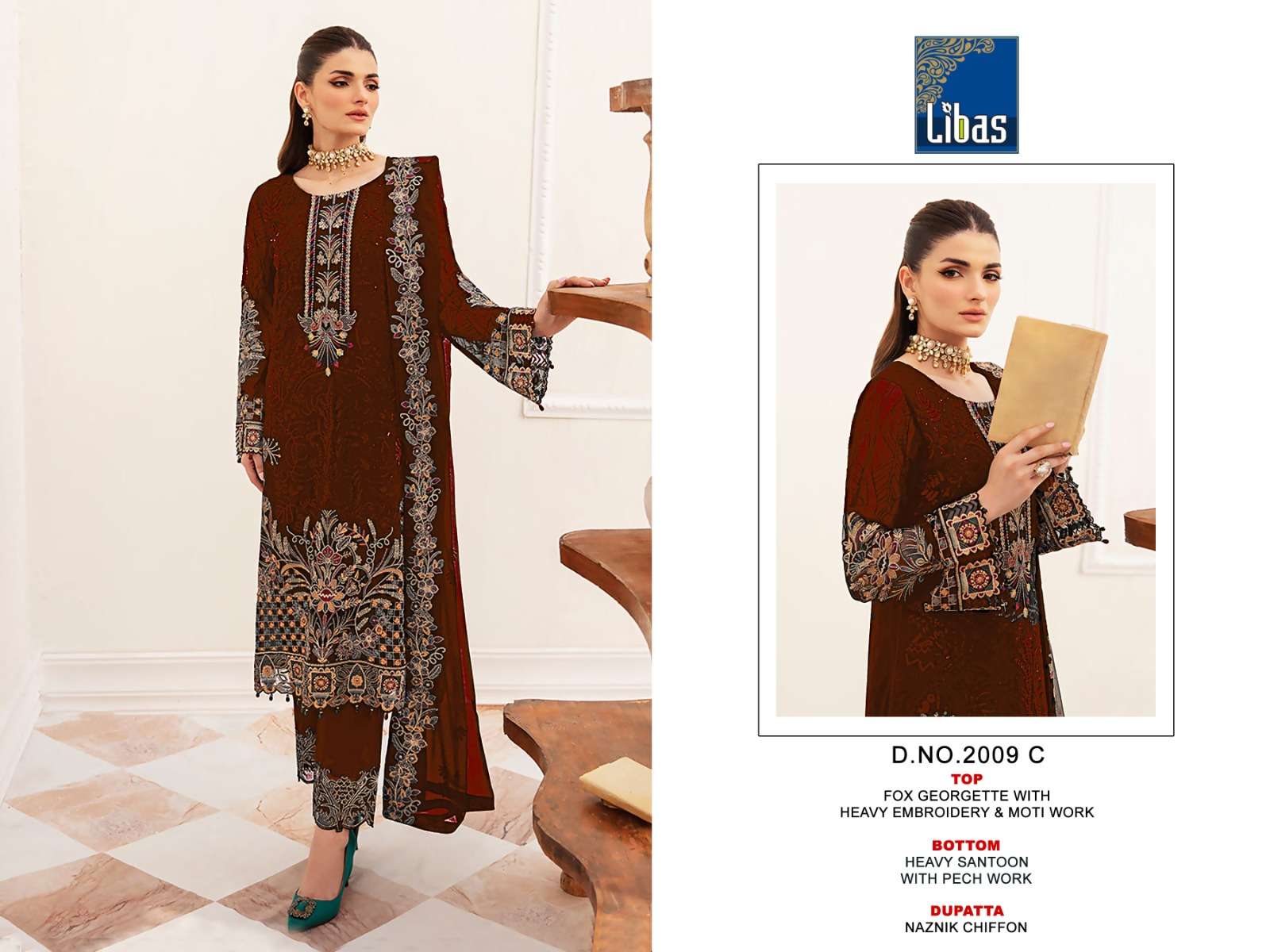 Libas 2009 Faux Georgette Pakistani Suits Wholesale catalog