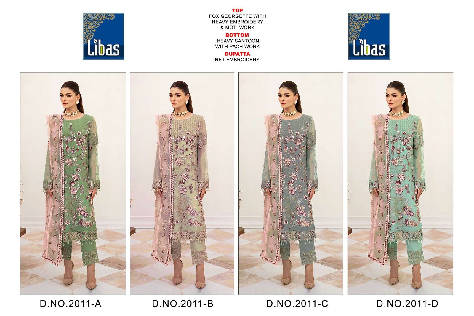 Libas 2011 Faux Georgette Pakistani Salwar Suits Wholesale catalog