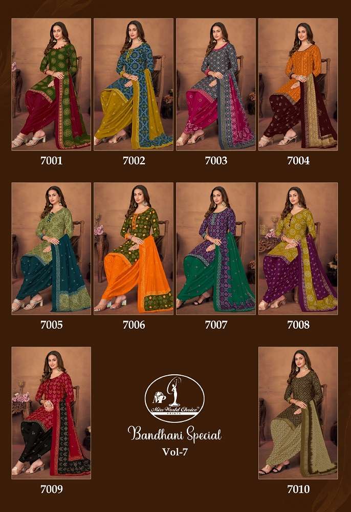Miss World Bandhni Special Vol-7 -Dress Material -Wholesale Catalog