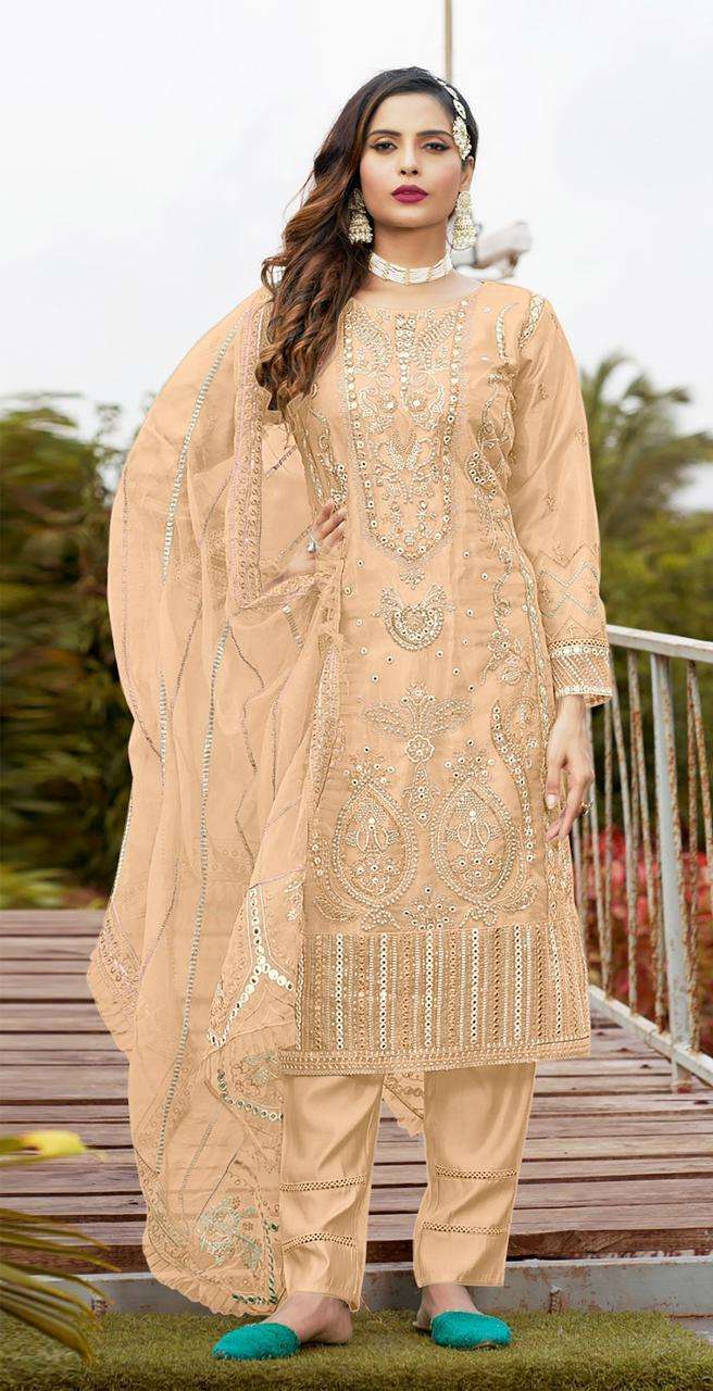 Motifz 1046 Pure orgnaza with embroidery & khalti work with inner Salwar Kameez Wholesale catalog