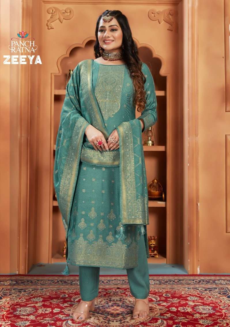 Panch Ratna Zeeya Pashmina Jaqcard Dress material Wholesale catalog
