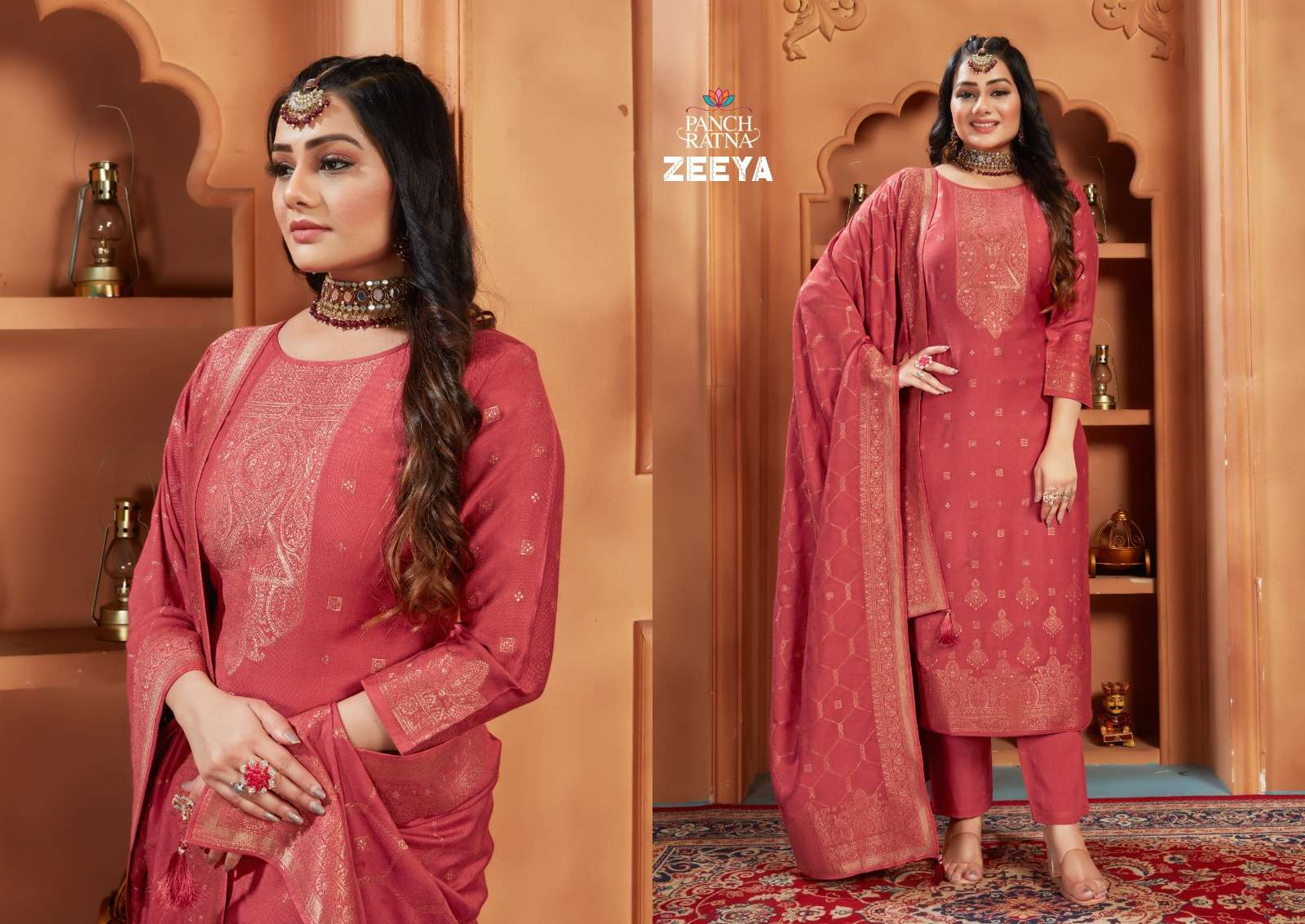 Panch Ratna Zeeya Pashmina Jaqcard Dress material Wholesale catalog