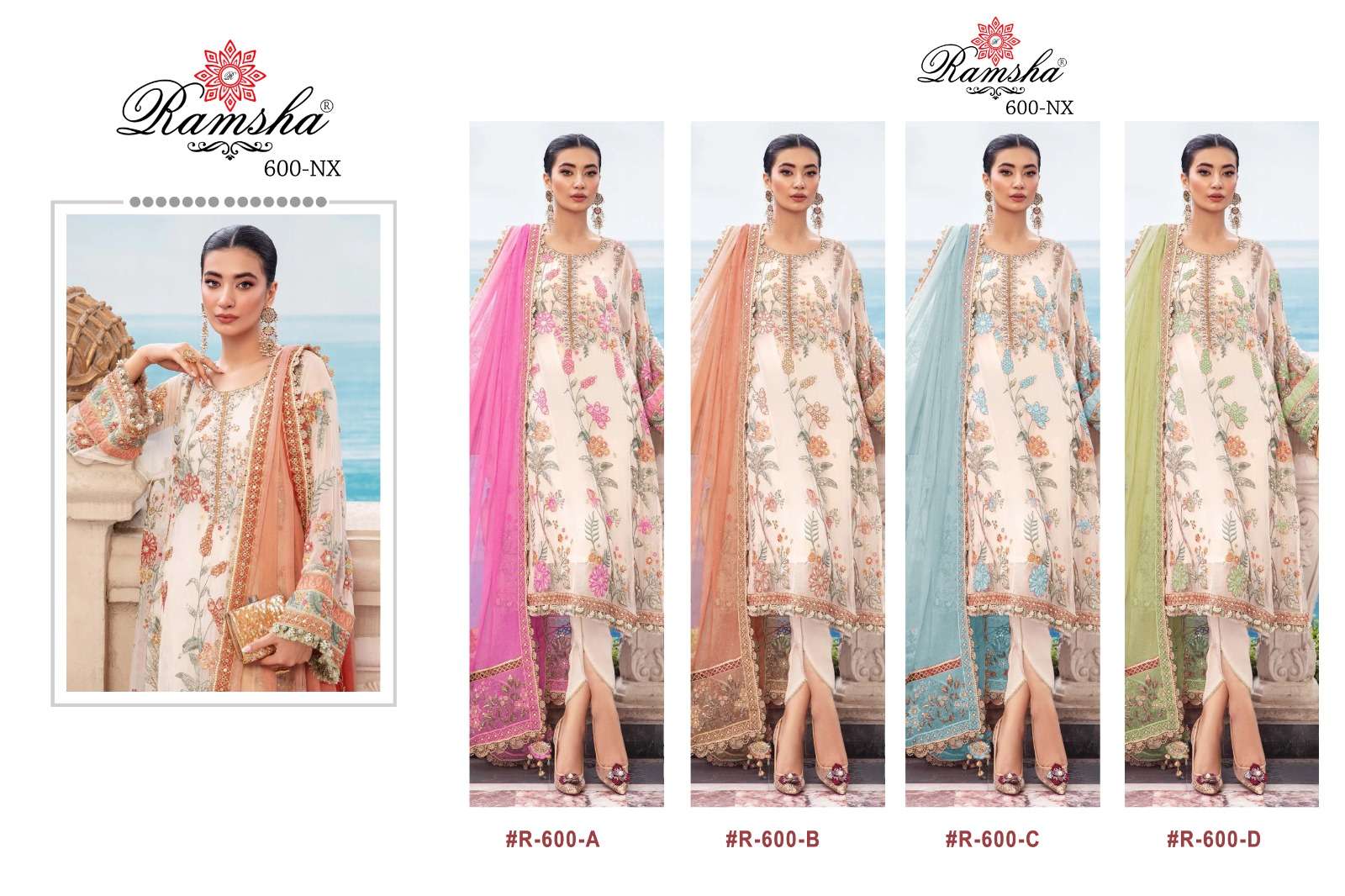 Ramsha R 600 Nx Georgette Pakistani Suits Wholesale catalog