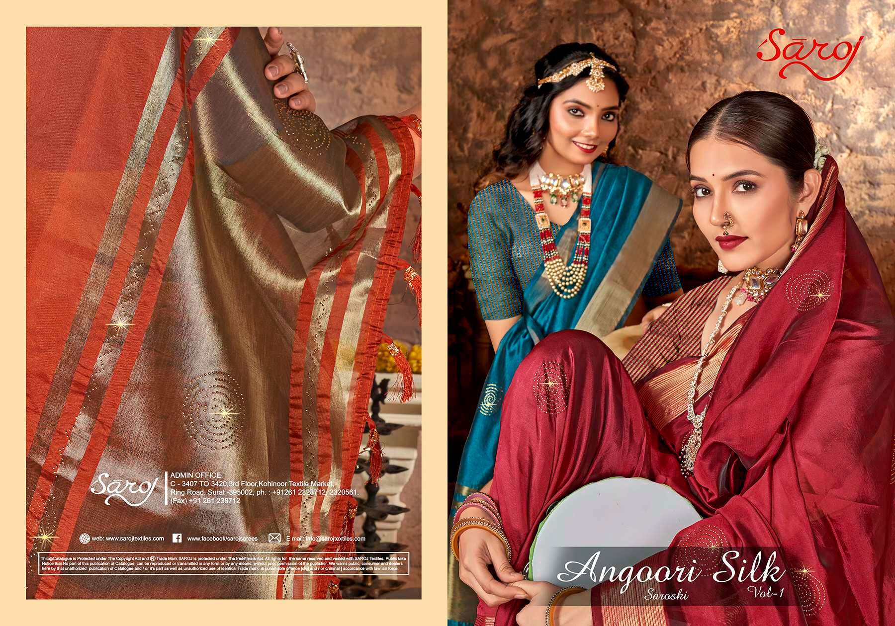 Saroj  Angoori silk Vol - 1 Soft Organza Saree saree  Wholesale catalog    