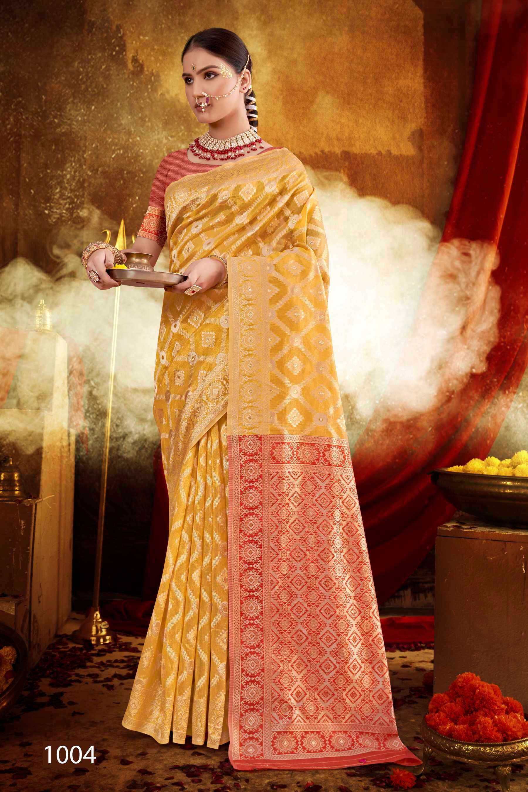Saroj Namita Organza Saree with Sequence work saree Jaipuri sarees wholesale