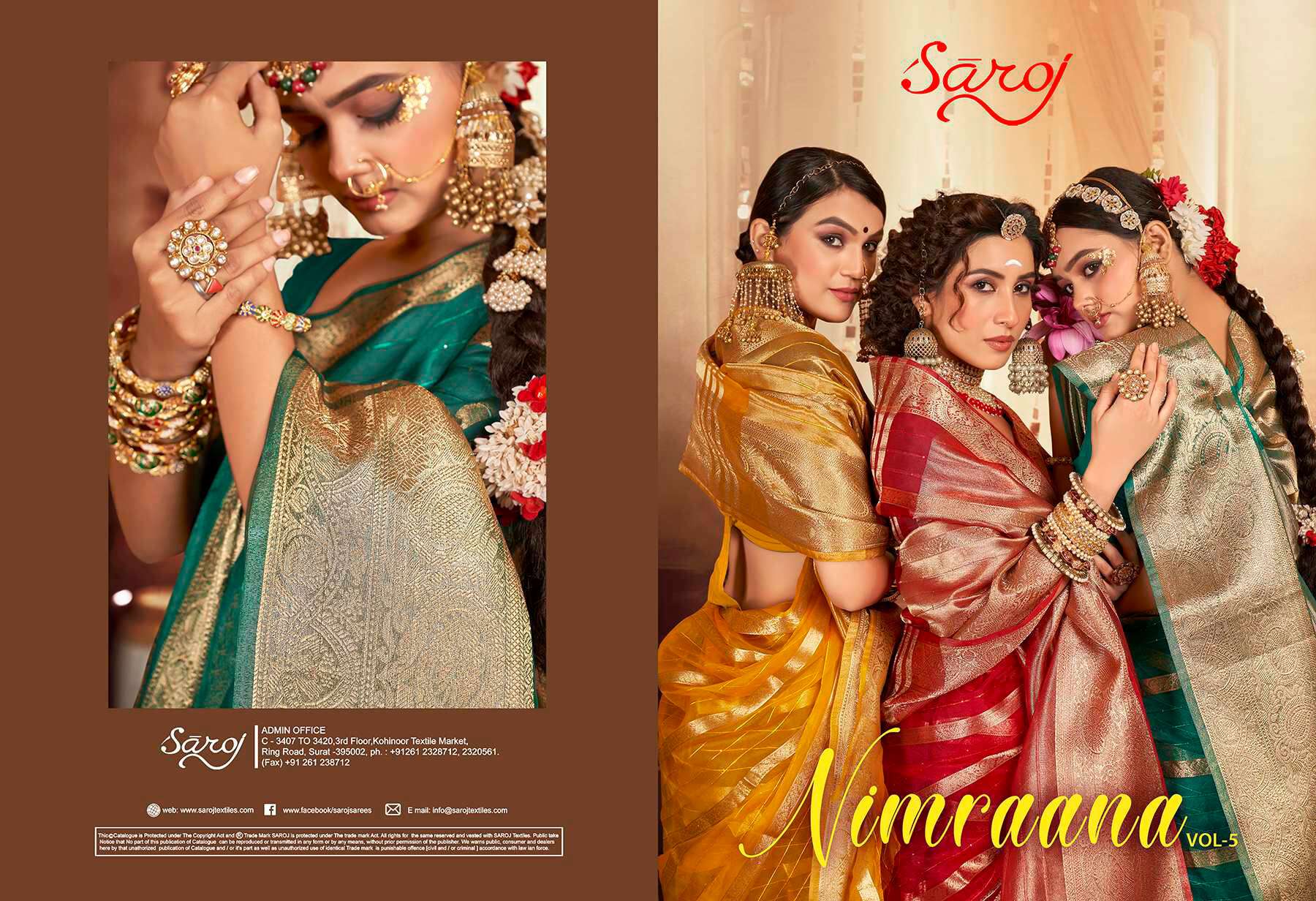 Saroj Nimarrana Vol - 5 Organza silk saree Saree Wholesale catalog