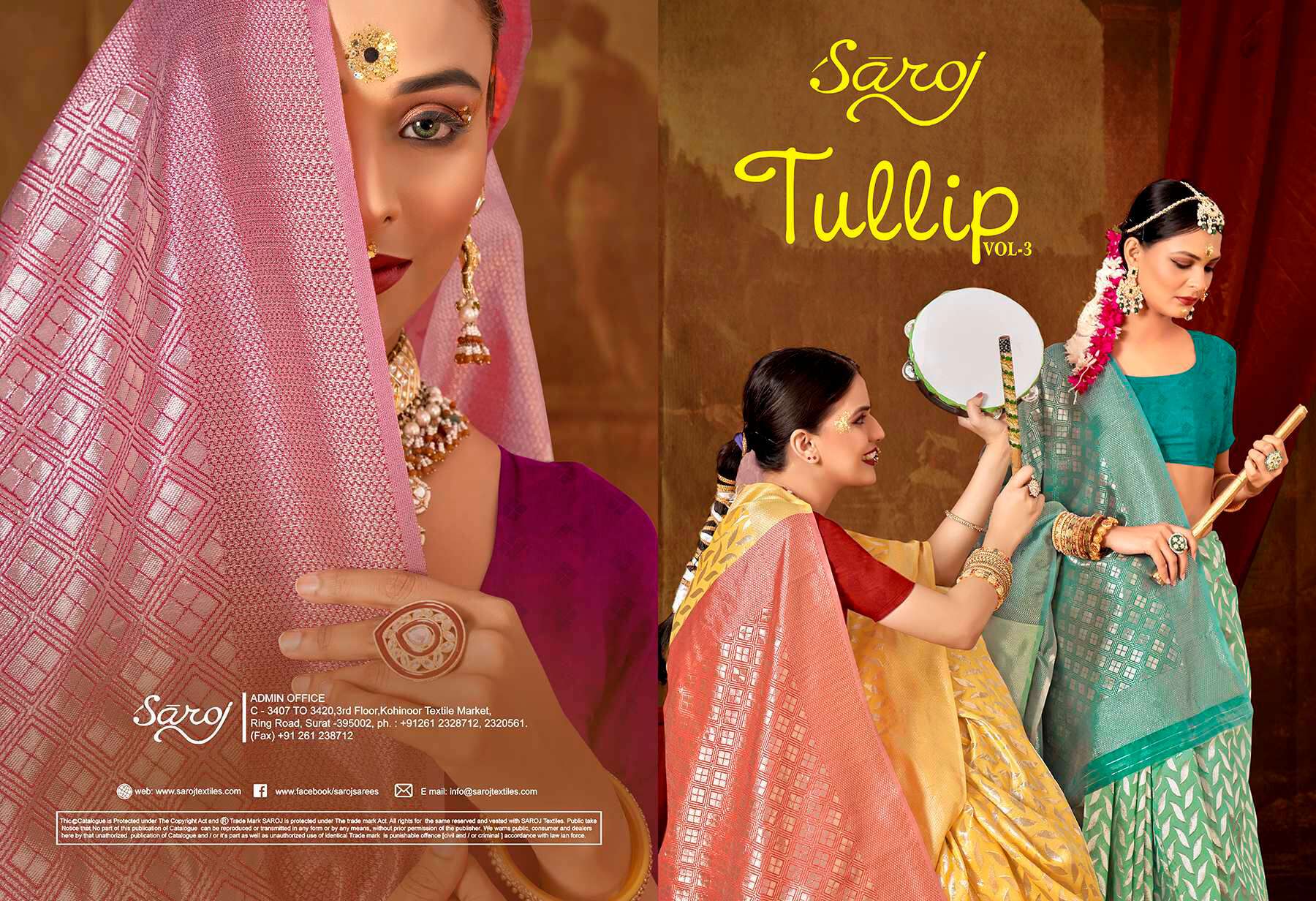 Saroj Tulip vol.3 Soft Cotton Linen saree wholesale catalog