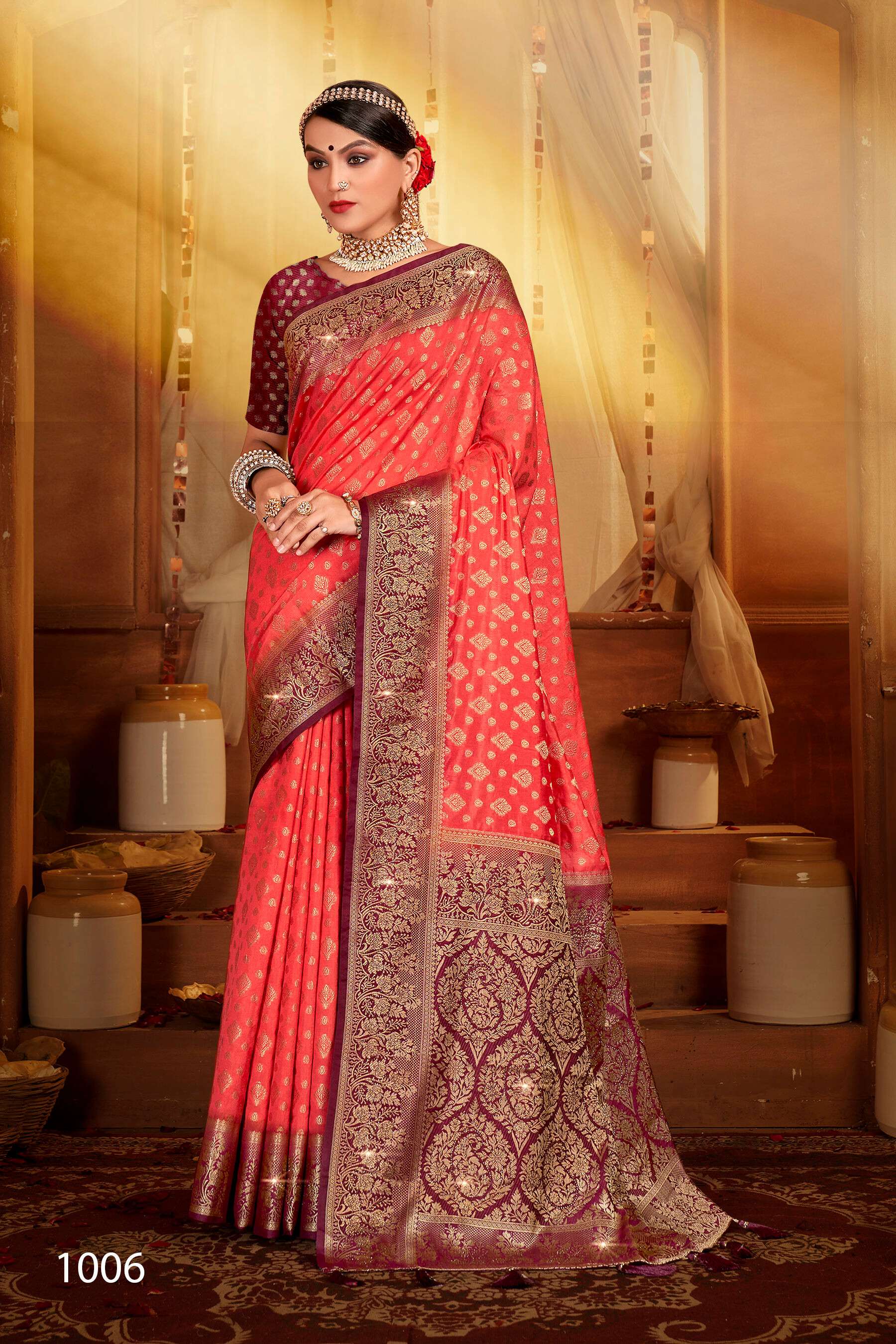 Saroj Uphar Vol - 3 Nylon jacquard  silk saree Saree Wholesale catalog  