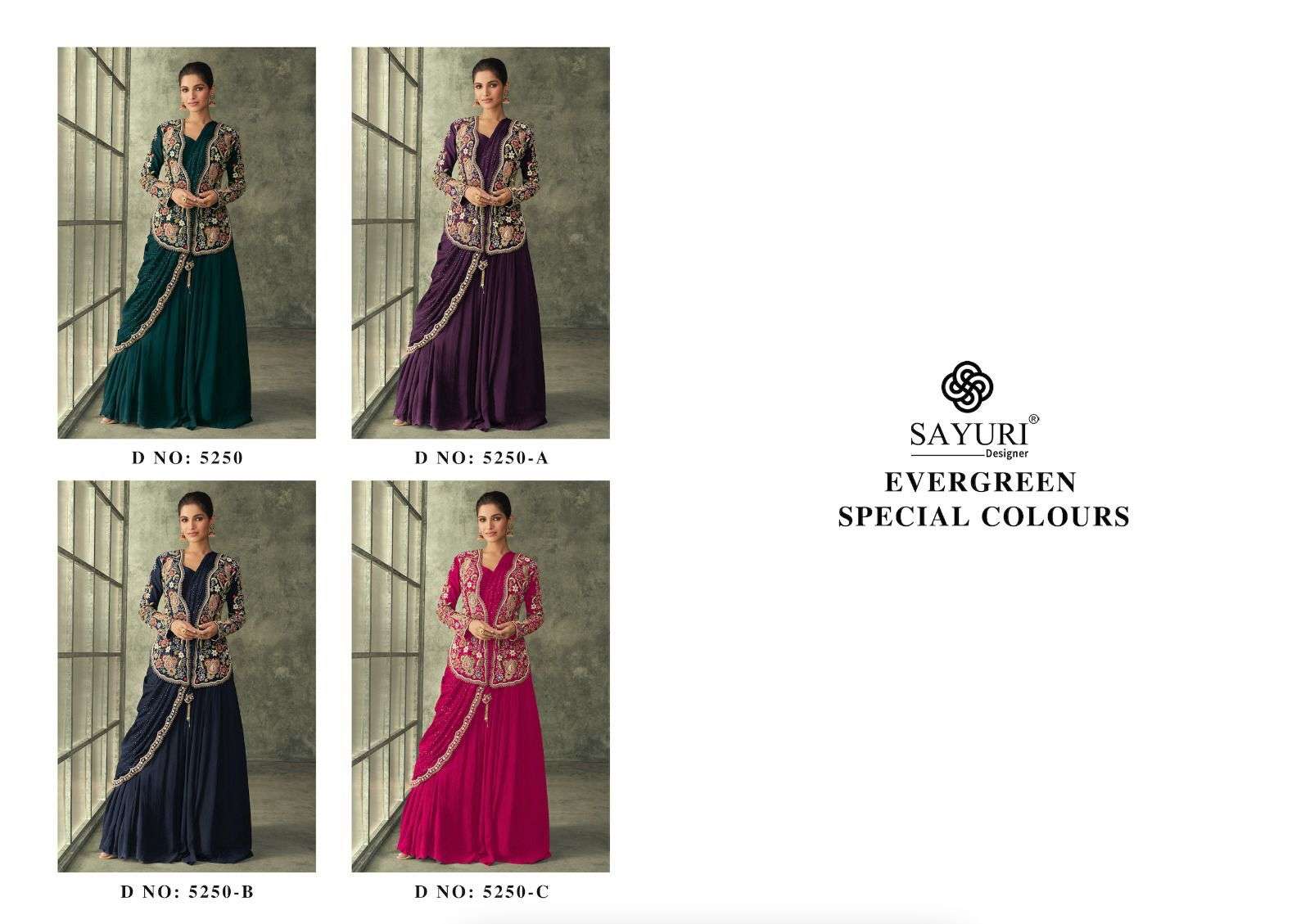 Sayuri Evergreen Special 5250 Colours Designer Gown Wholesale catalog