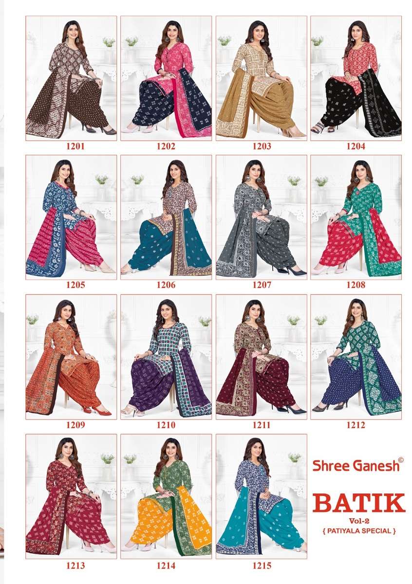 Shree Ganesh Batik Vol-2 -Kurti Pant With Dupatta -Wholesale Catalog 