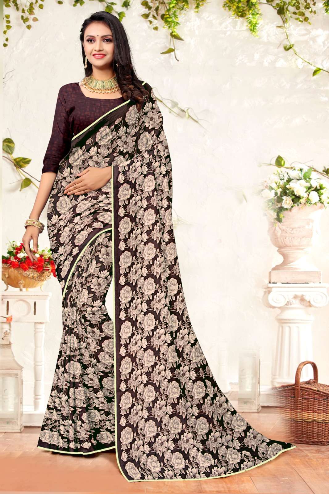 Simran WEIGHT Cat FANCY Print Saree Wholesale catalog