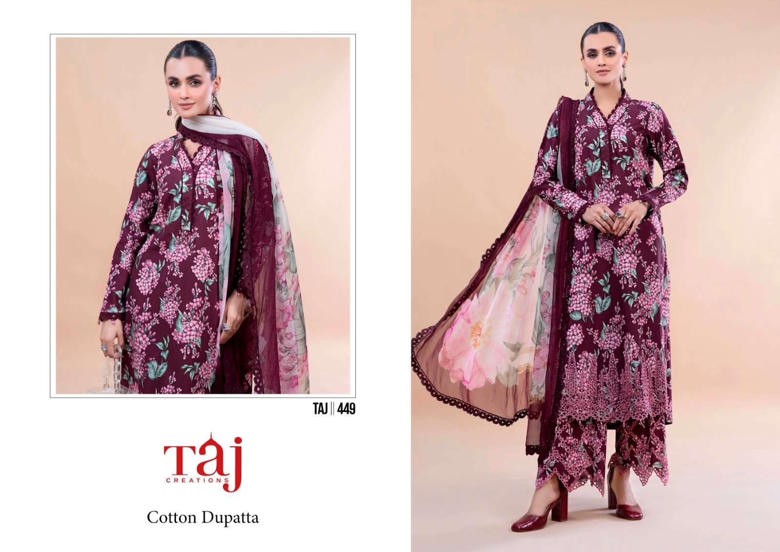 Taj Mprint hit design Cotton Salwar Kameez Wholesale catalog