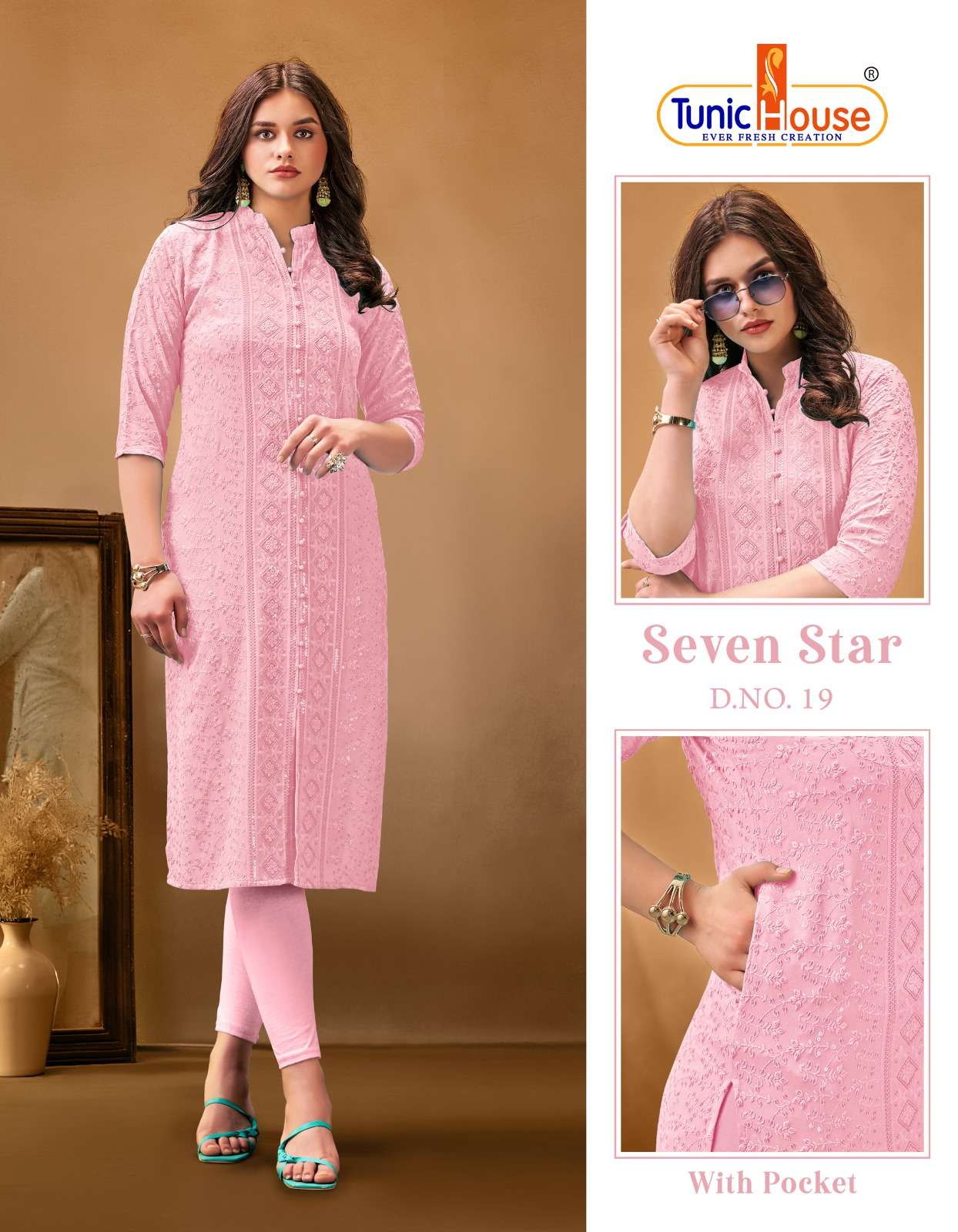 Tunic House 7 Star 19 Viscose Rayon Kurti Wholesale catalog