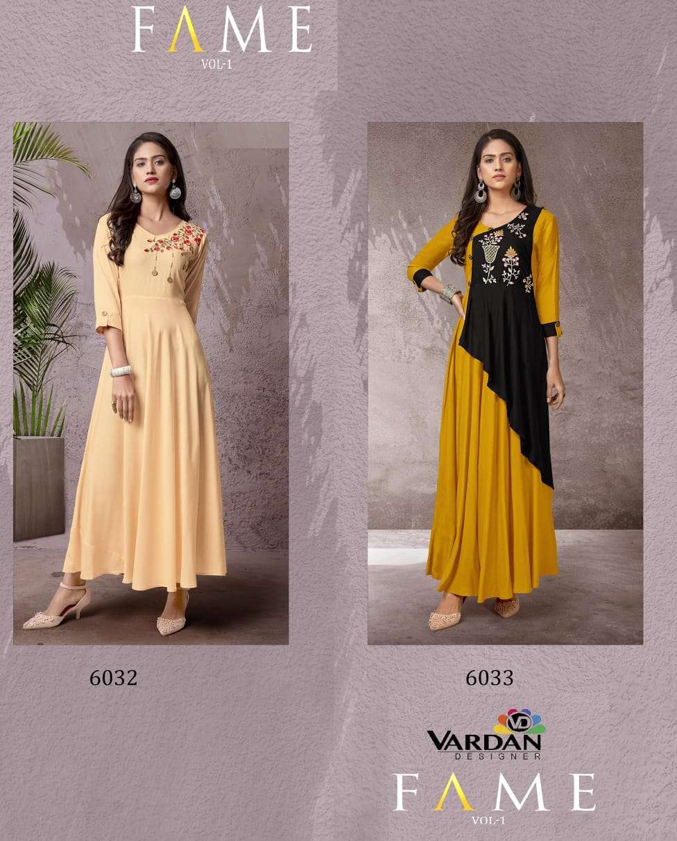 Vardan Designer  Fame Vol- 1 Kurti Wholesale catalog