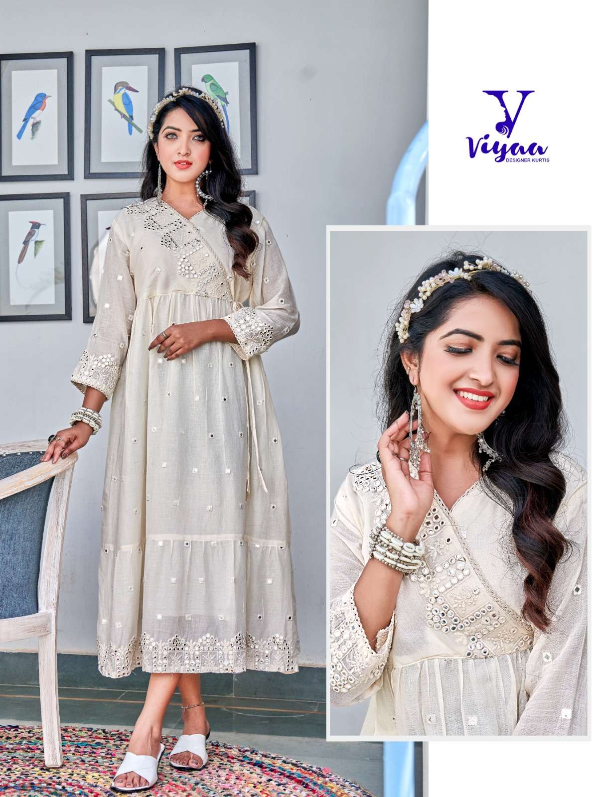  VIYAA DESIGNER MILKY MUL-MUL Kurti Wholesale catalog