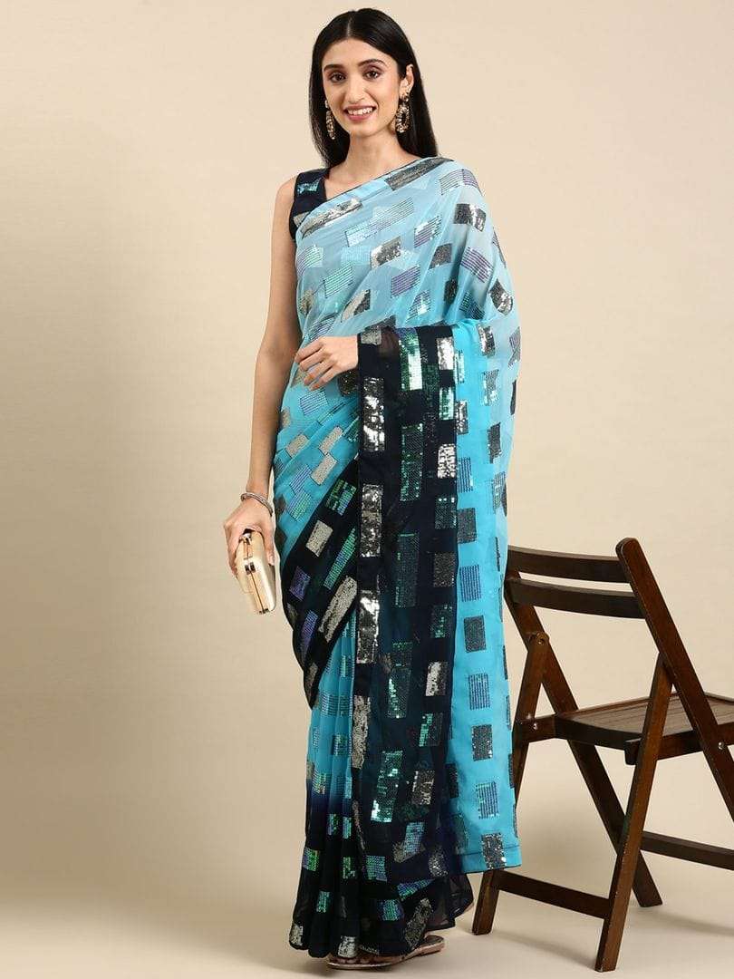 Vt 5014 Heavy Georgette Sequence Work Saree Wholesale catalog