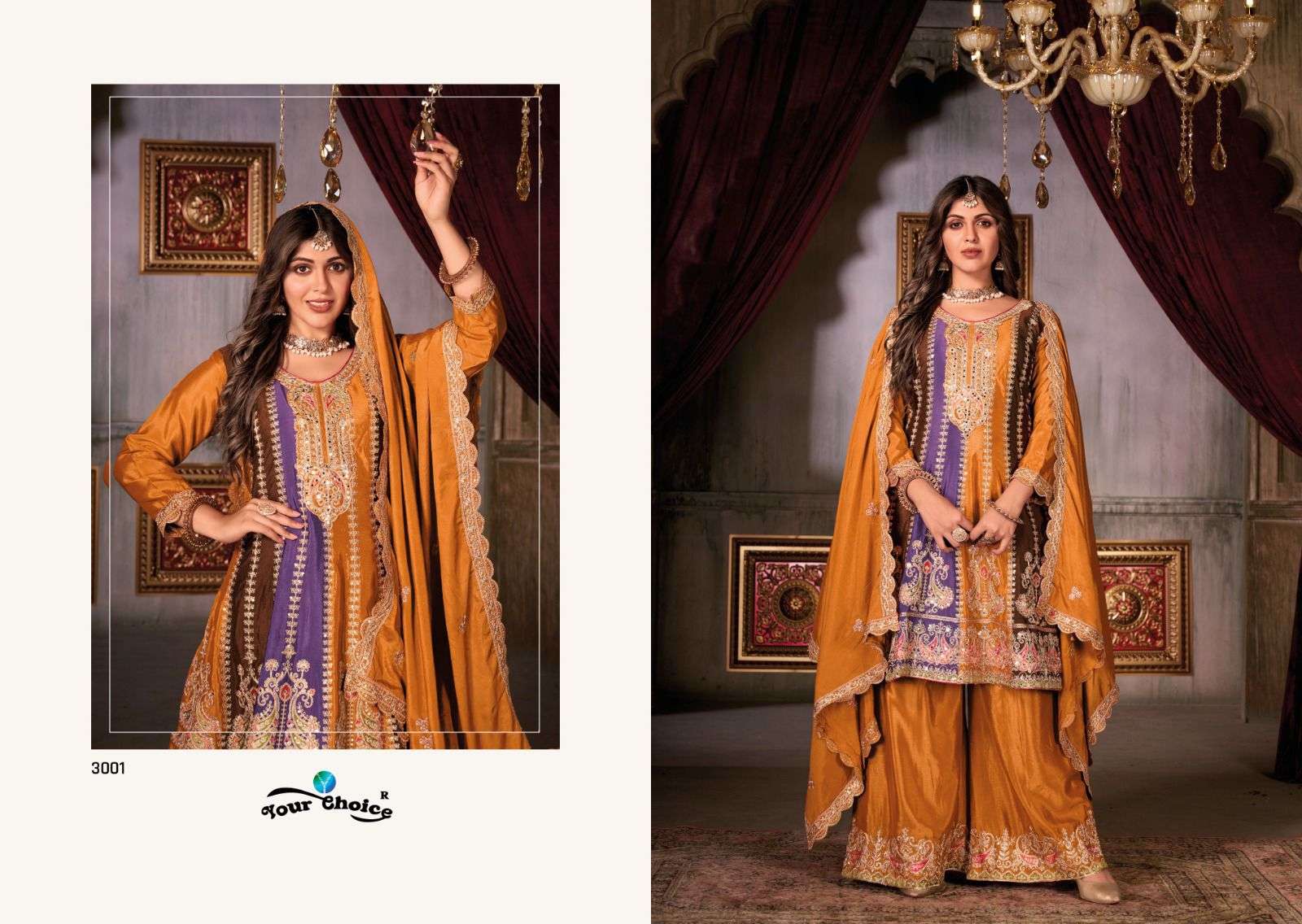 Your Choice Ragga Heavy Chinnon Designer Salwar Kameez Wholesale catalog