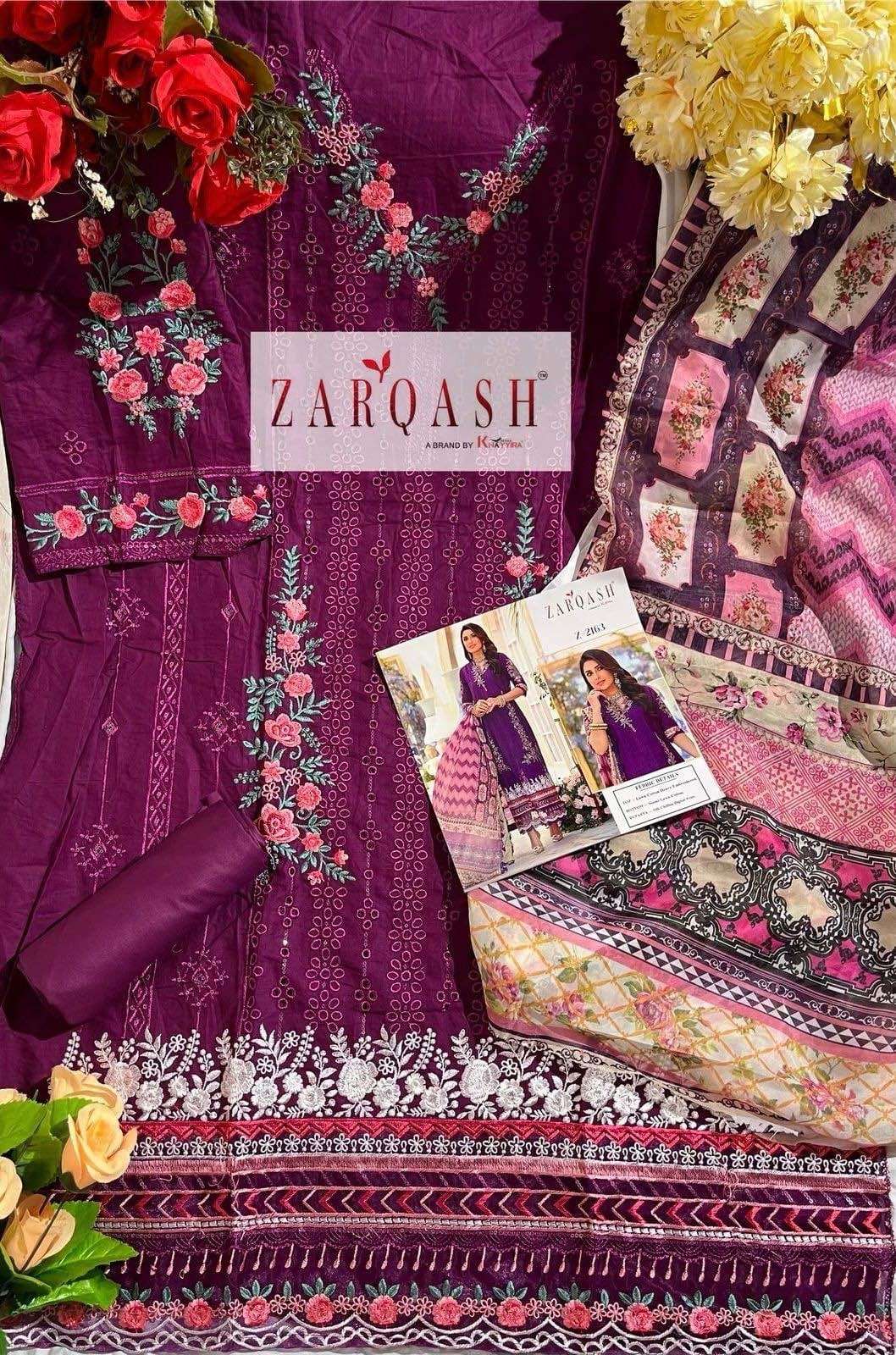 Zarqash Z 2161 To 2165 Cotton Embroidered Salwar Suit Wholesale catalog