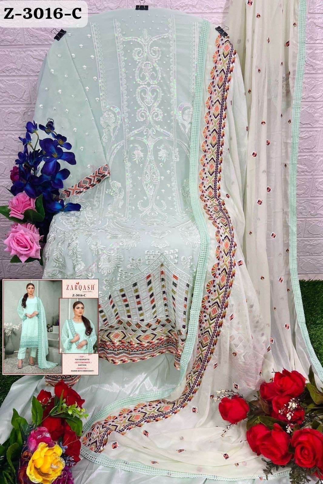 Zarqash Z 3016 C Pakistani Suit Wholesale catalog