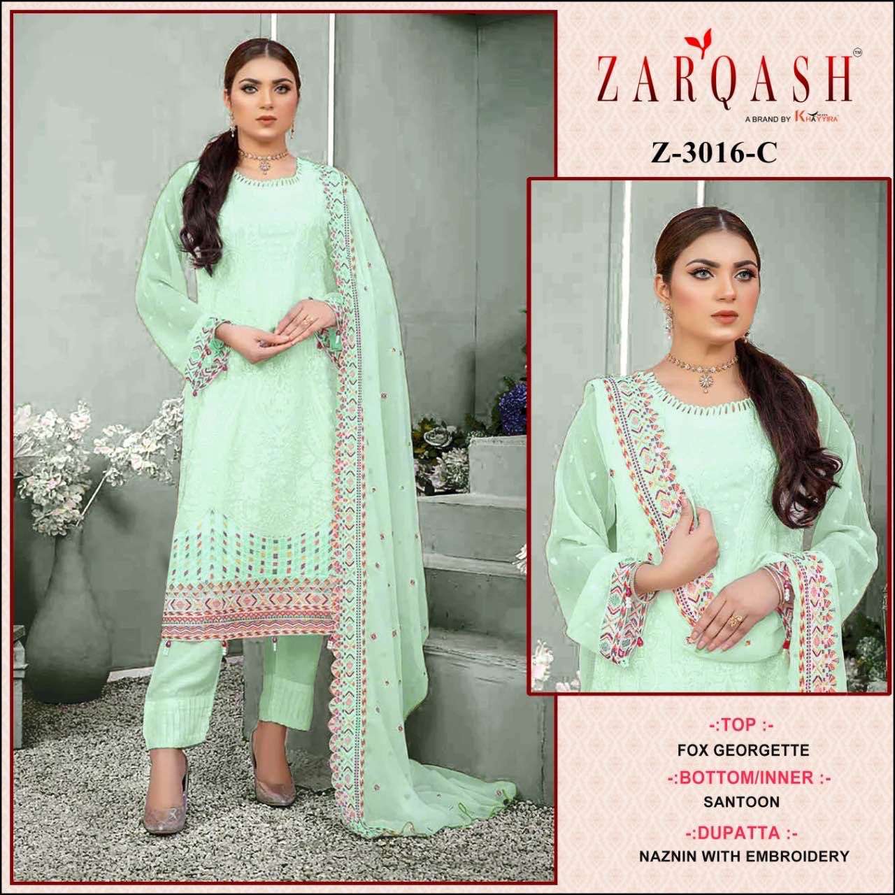 Zarqash Z 3016 C Pakistani Suit Wholesale catalog