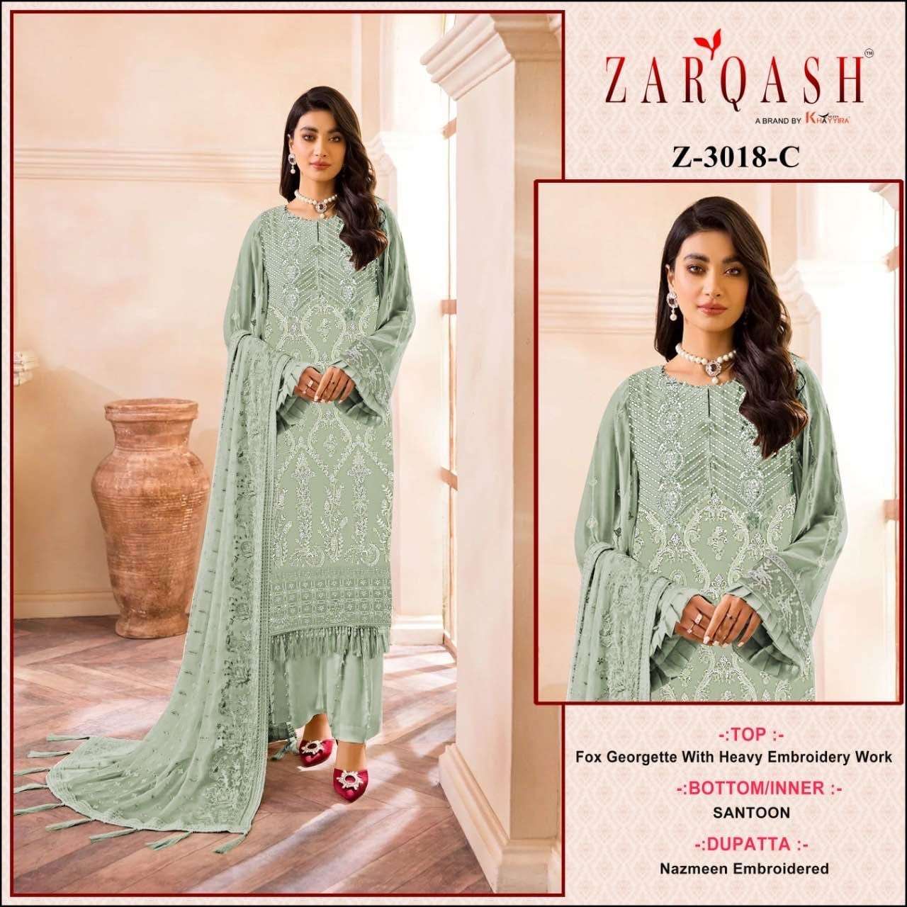 Zarqash Z 3018 Faux Georgette Pakistani Suits Wholesale catalog