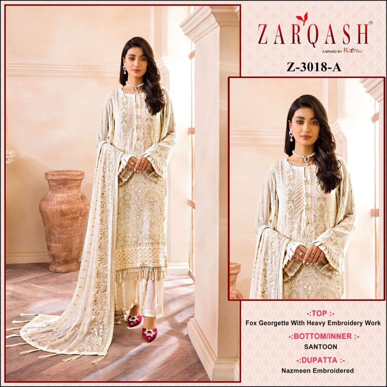 Zarqash Z 3018 Faux Georgette Pakistani Suits Wholesale catalog