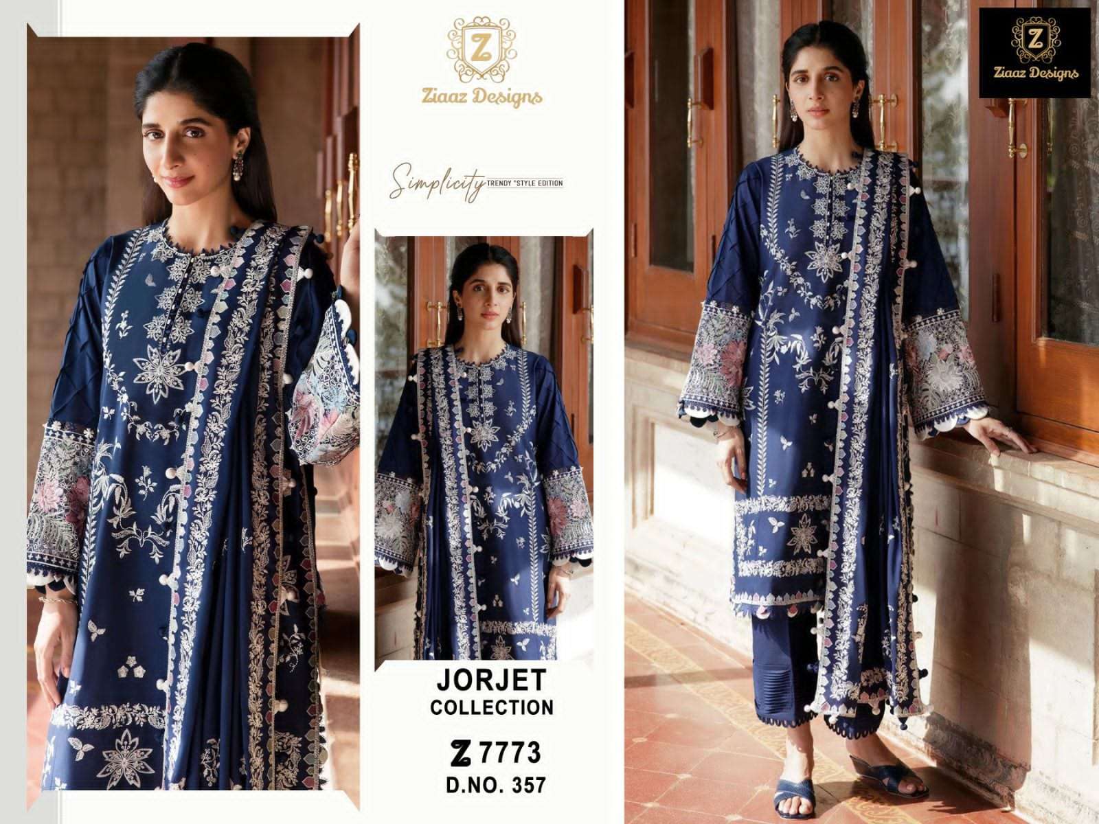 Ziaaz Designs 357 Semi Stitched Suit Wholesale catalog