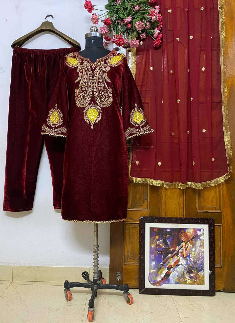 1167 Velvet With Embroidery Work Salwar Kameez Wholesale catalog