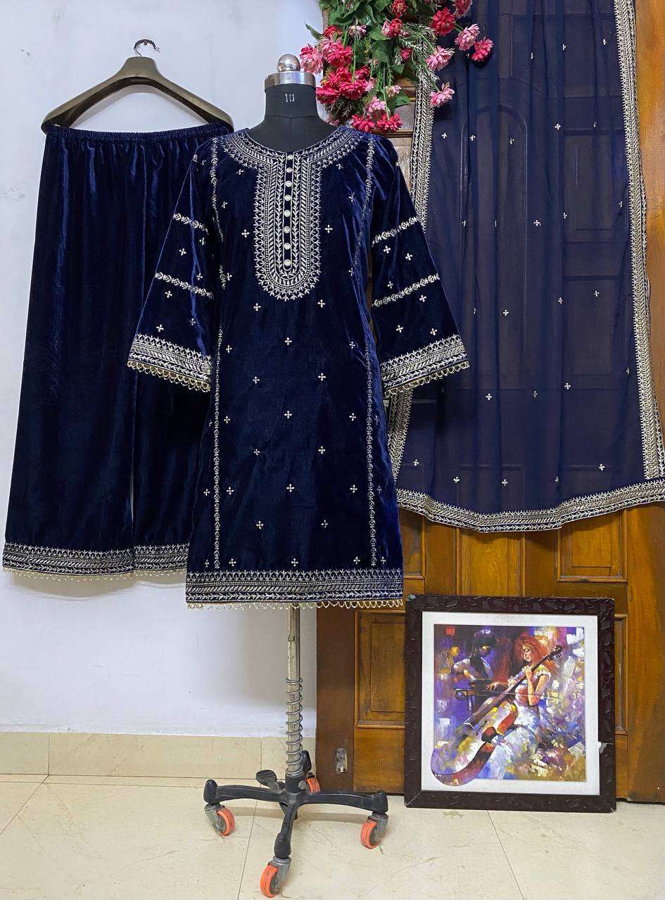 1170 Velvet With Embroidery Work Salwar Kameez Wholesale catalog
